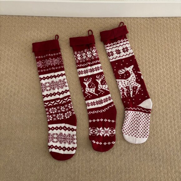 Set of 3 Christmas knit stockings - Picture 2 of 2